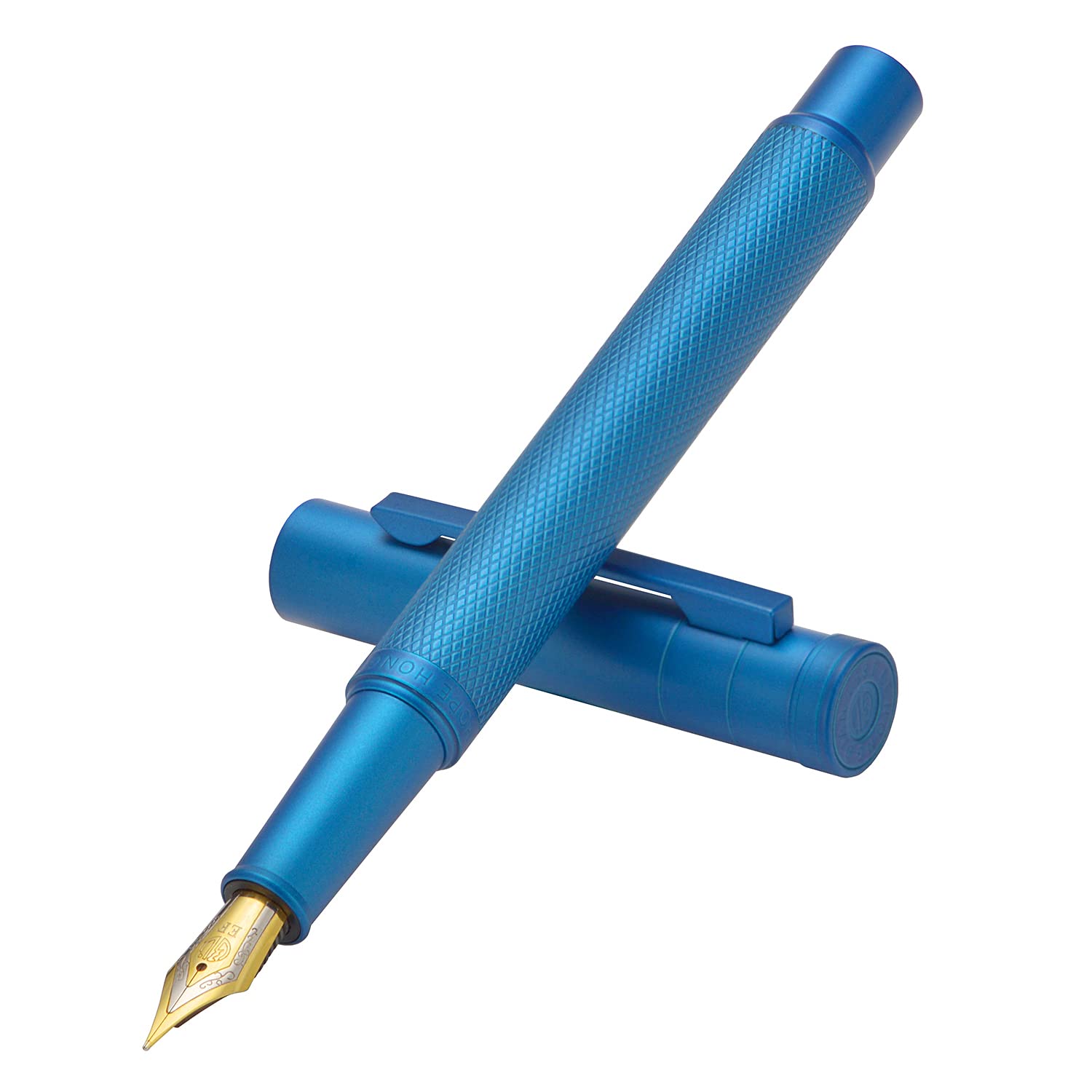 Hongdian Blue Forest Fountain Pen Fine Nib Classic Design with Converter and Metal Pen Case Set