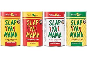 Slap Ya Mama Cajun Seasoning Variety Pack - 8 oz Cans, Original, Hot, White Pepper & Low Sodium, All Natural, No MSG, Kosher - Louisiana Spices