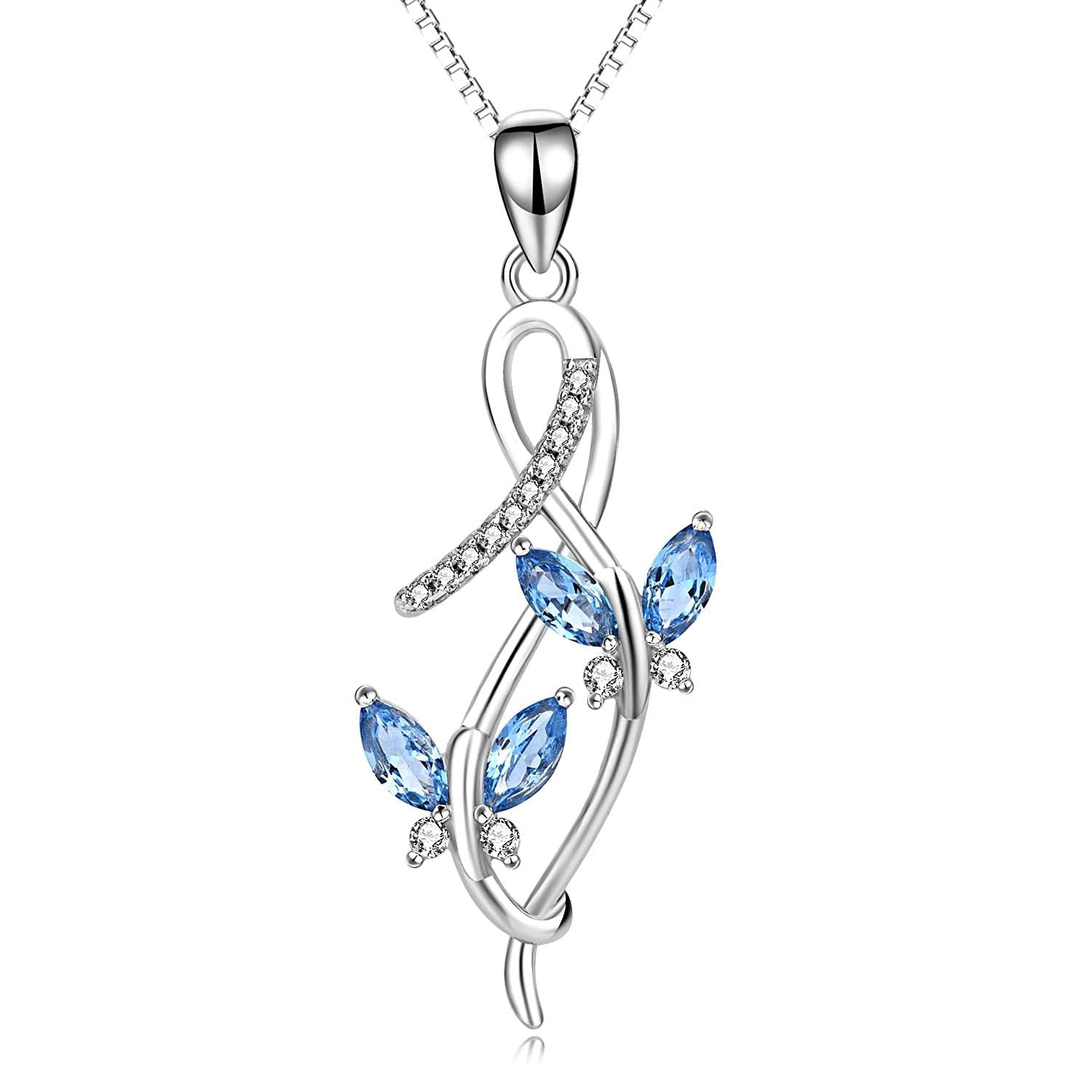 Necklace for Women Sterling Silver Blue Infinity Butterfly Pendant Necklace Jewellery Gifts for Women,Girls