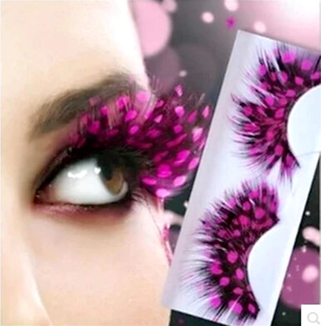 Dorisue Hot Pink Peacock Feather Lashes - Halloween Princess Eyelashes | 1 Pair Dramatic Reusable Lash for Party/Cosplay — image 1