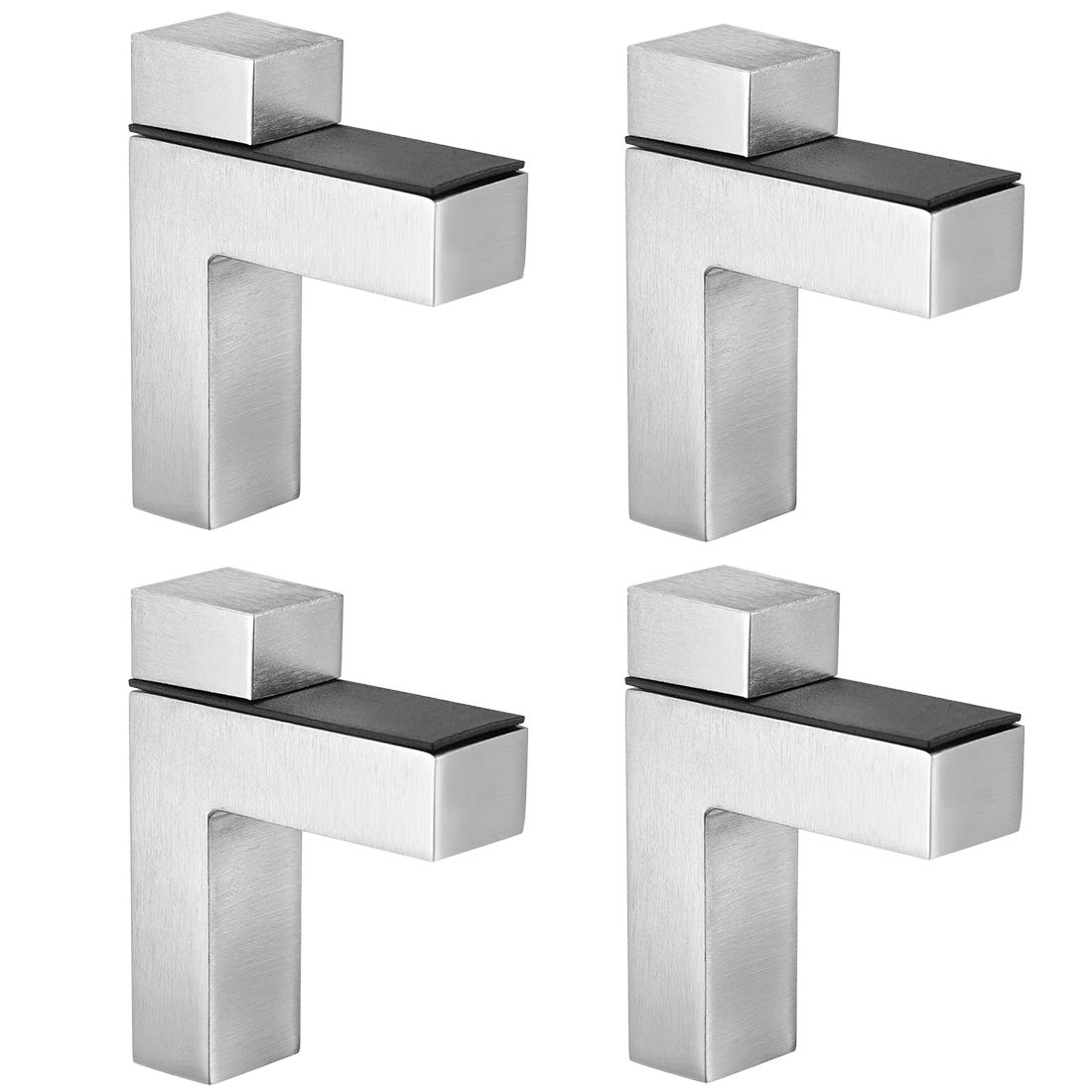 sourcing map Glass Shelf Bracket Wall Mount Adjustable Zinc Alloy Brushed Nickel Clamp for 3-28mm Thickness 4pcs