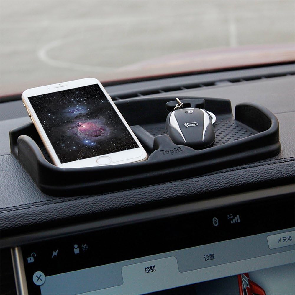 topfit Car Dash Mat Anti-Slip Cell Phone Pad Universal Smartphone Dashboard Non-Slip Silicone Rubber Gel Mat Phone Mount Holder