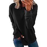 Smile Fish Women's Crewneck Sweatshirt Long Sleeve Side Split Tunic Tops Relaxed Fit Fall Shirts
