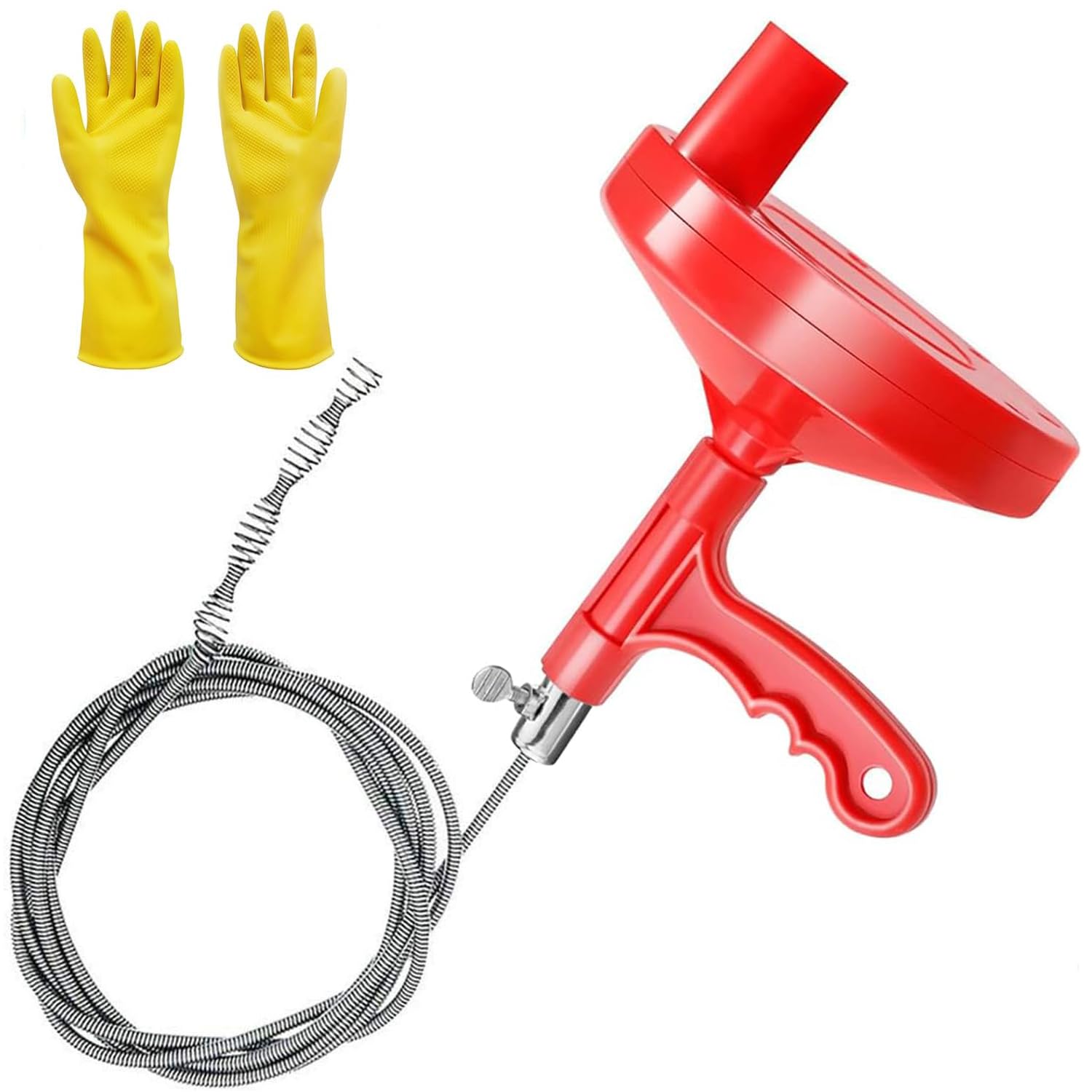 Toilet Auger Plumbers Snake 7.7m, Heavy Duty Plumbing Snake Drain Snake Unblocker Tool, Drain Sink Snake Hair Clog Remover for Kitchen, Shower, Bathtub and Bathroom