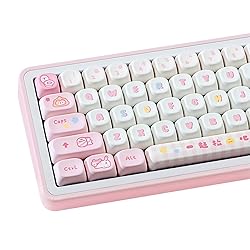 COOMICKEY Pink White Cute Keycaps 126 Keys, MOA