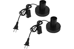 2pcs Polished Metal Desktop Lamp Base with E26/E27 Screw Socket, 1.8m/6ft Cord & On/Off Switch Plug Black Industrial Light Bu