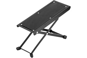 QWORK Guitar Foot Stool, Adjustable Foldable Iron Guitar Foot Stool, with 5 Height Positions