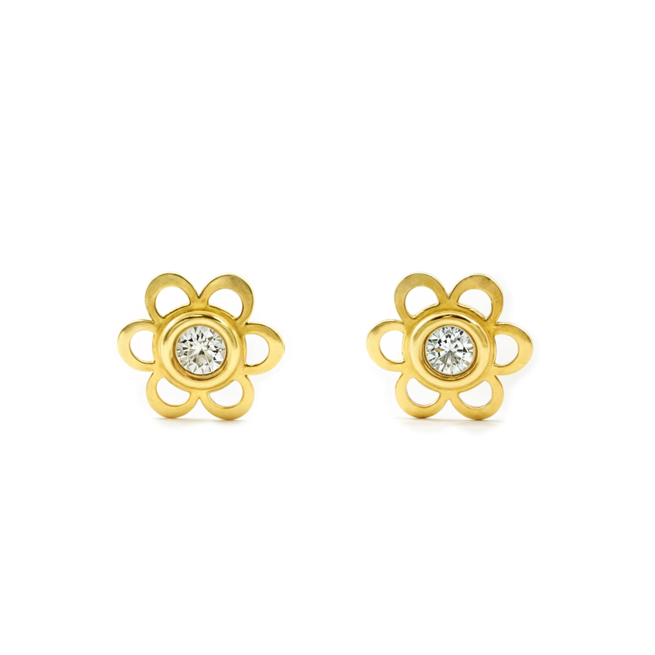 9ct Yellow Gold flower Children's Earrings