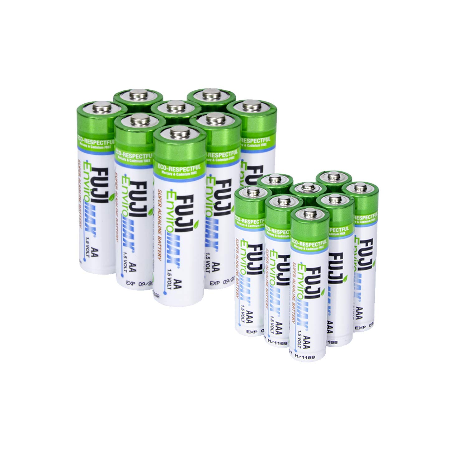 Fuji Enviromax Super Alkaline AAA + AA Batteries Mixed Pack - No Harmful PVC & Heavy Metals, Long Lasting, Powerful Double AA and Triple AAA Batteries Multipack (Pack of 16)