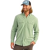HUK Mens Next Level Solid Long Sleeve Fishing Button Down Shirt for Men