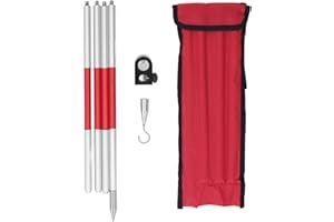 Prism Pole, Aluminum Alloy Surveying Prism Pole with 1/4" - 20 Thread Universal Total Station Prism Rod with Level Bubble for