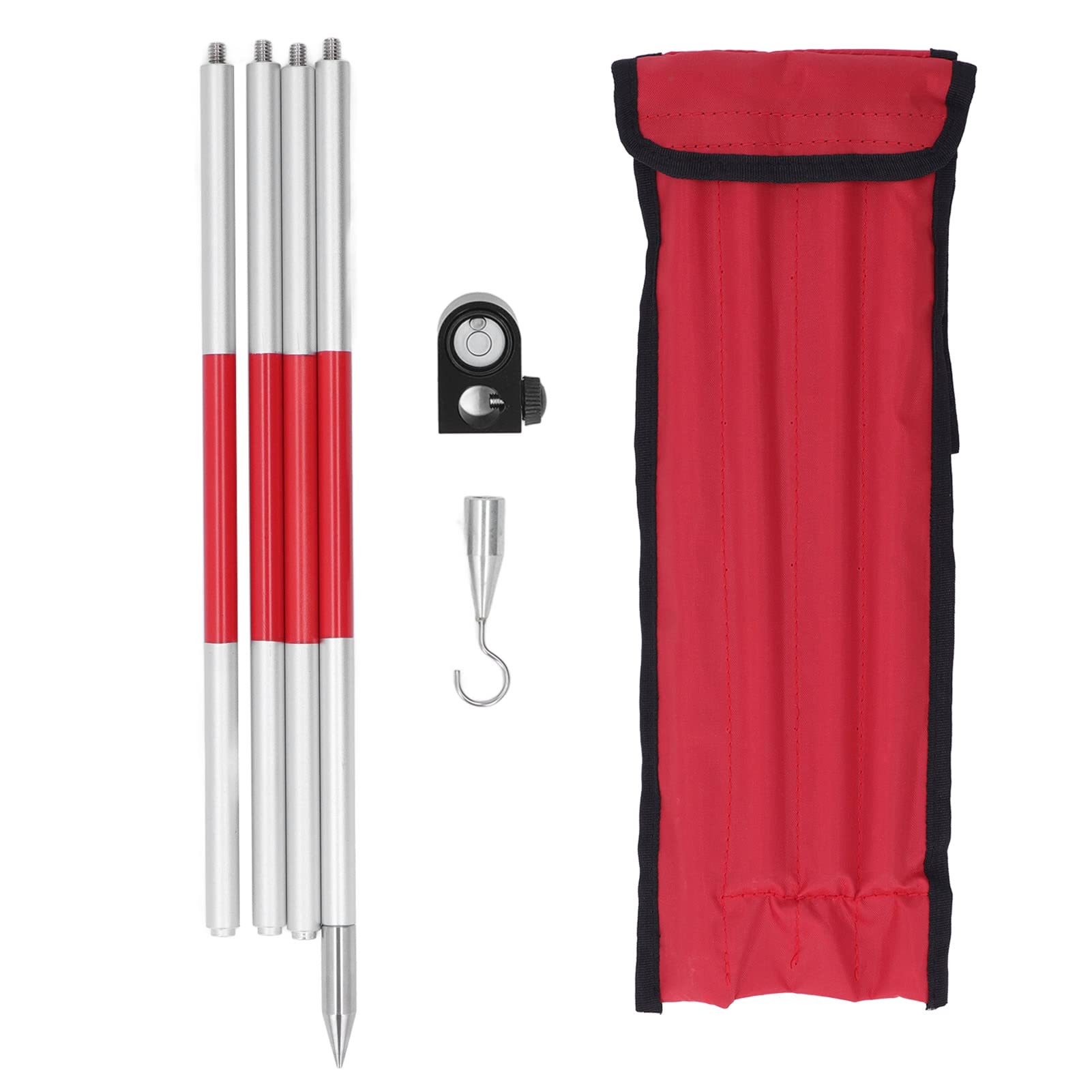 Prism Pole 4 Section Aluminum Alloy Universal 1/4in Thread Total Station Surveying Prism Rod for Detection of Tunnels, Subways