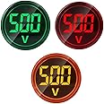 Szliyands 3pcs Digital Display AC Voltage Indicator, 22mm Round Head LED Voltage Tester AC50~500V Voltmeter Monitor Green red Yellow