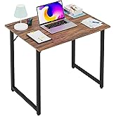 PayLessHere | 32 Inch Computer Desk | Brown | Office Desk with Metal Frame, Adjustable Feet | Water-Resistant, Scratchproof Surface | Sturdy Writing Table for Home Office or Study | Pack of 1