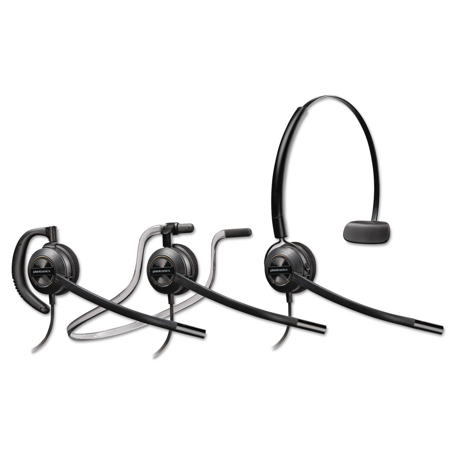 Plantronics - EncorePro HW540 Convertible Headet - Wired Convertible (3 wearing styles) Headset with Boom Mic - Connect to your PC and/or Deskphone