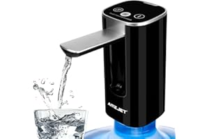 AMZ JET Water Dispenser for 5 Gallon Bottle with Digital Display, 4 Dispense Modes, Portable USB Charging Electric Water Pump, Foldable Spout, Food-Grade Water Jug Pump for Home, Office, RV, Campin(Black)