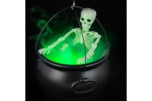 MEADIN Halloween Decorations Outdoor - Large Witches Cauldron on Tripod with Cauldron Diffuserr and Big Skeleton - Black Plastic Cauldron Halloween Decor for Outside Yard Lawn Home Porch Door