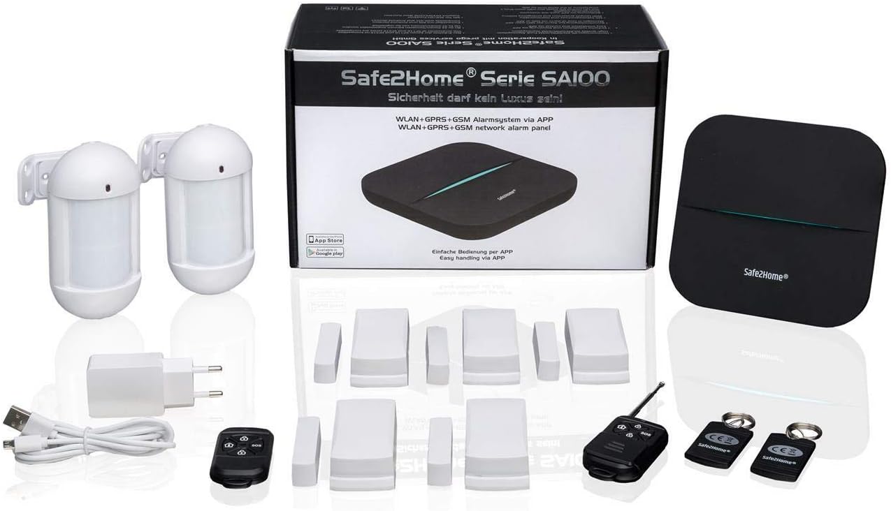 Safe2Home® Funk Alarmanlage Set SA100 mit Steuerung via APP - WLAN - GSM/Simkarte für Ihr ...