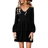 storeofbaby Girls Long Sleeve Dress Casual V Neck Loose Fit Flowy Swing Dresses 4-13 Years