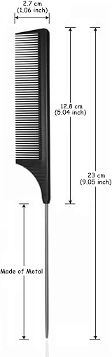 TONGTLETECH Hair Comb Carbon Fiber Tail Comb Anti-Static Heat Resistant Black view 2