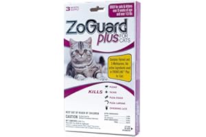 ZoGuard Plus Flea and Tick Prevention for Cats, Over 1.5 lbs, 3 Months, 3 Doses