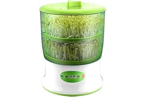 Bean Sprouts Machine, Bean Sprouts Grow Kit, 2-Tier Automatic Maker, 3 Modes Seed Sprouter Kits for Indoor Gardening, Green