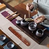 TICHI 2x Handmade Wooden Incense Holders with Brass Inlay 10x1.5 Inch view 6