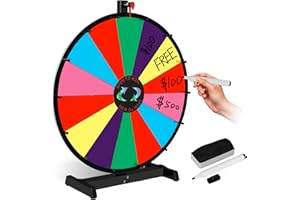 Smartxchoices 24" Spinning Prize Wheel, 14 Slots Color Tabletop Spinning Wheel with Dry Eraser & Marker Pen Editable for Carnival Fortune Spin to Win Casino Games Trade Shows