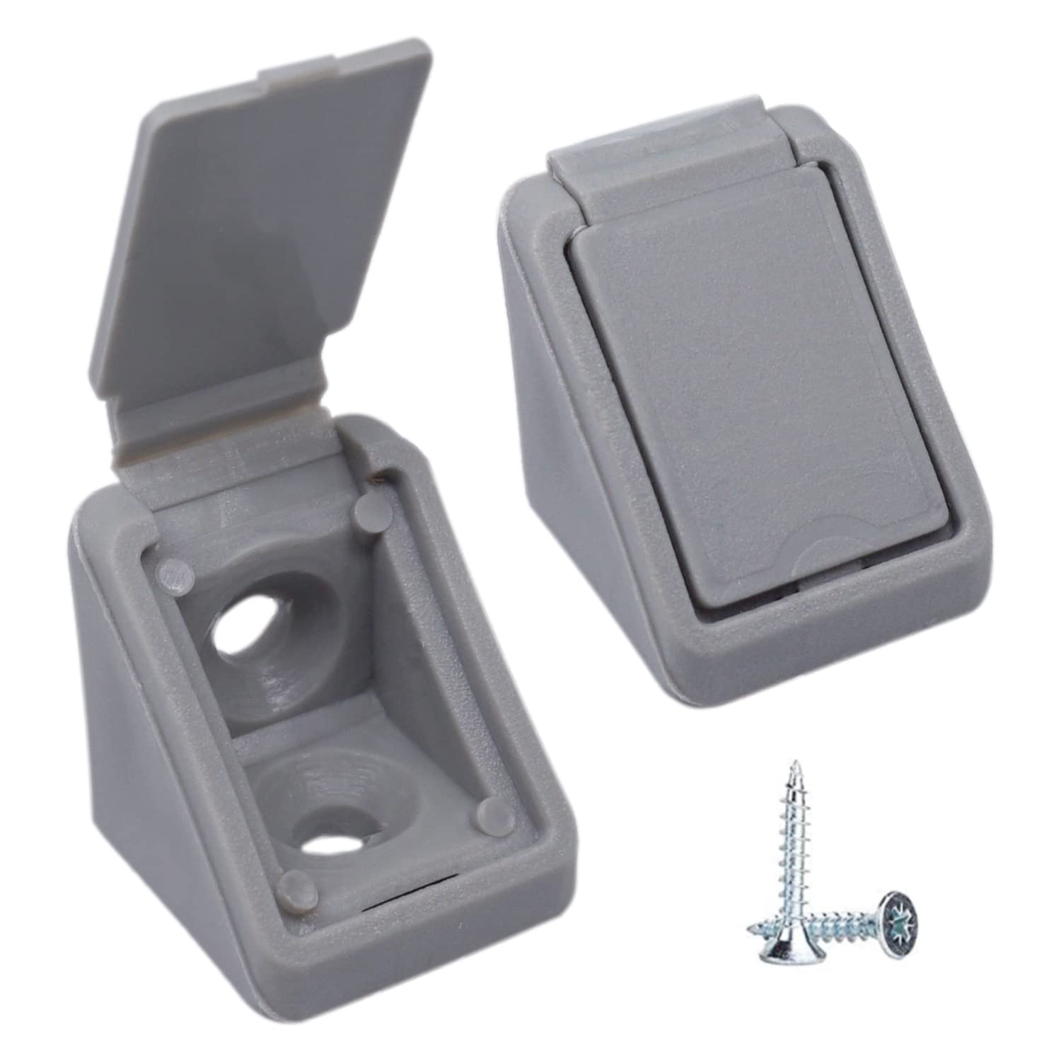 (Pack of 20 pcs) Grey Shelf Brackets 20 x 20 mm, Furniture Corner Joints, 90 Degree Plastic Corner Brace Joint, Right Angle, Screws Included (20, Grey)
