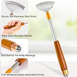 Azymi Telescopic Back Scratcher Wooden Handle Steel Claw Massager view 2
