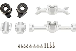 MEUS Racing SCX30 Axle Housing with Diff Covers and Steering Knuckles for 1/30 Axial SCX30 RC Crawler (Silver)
