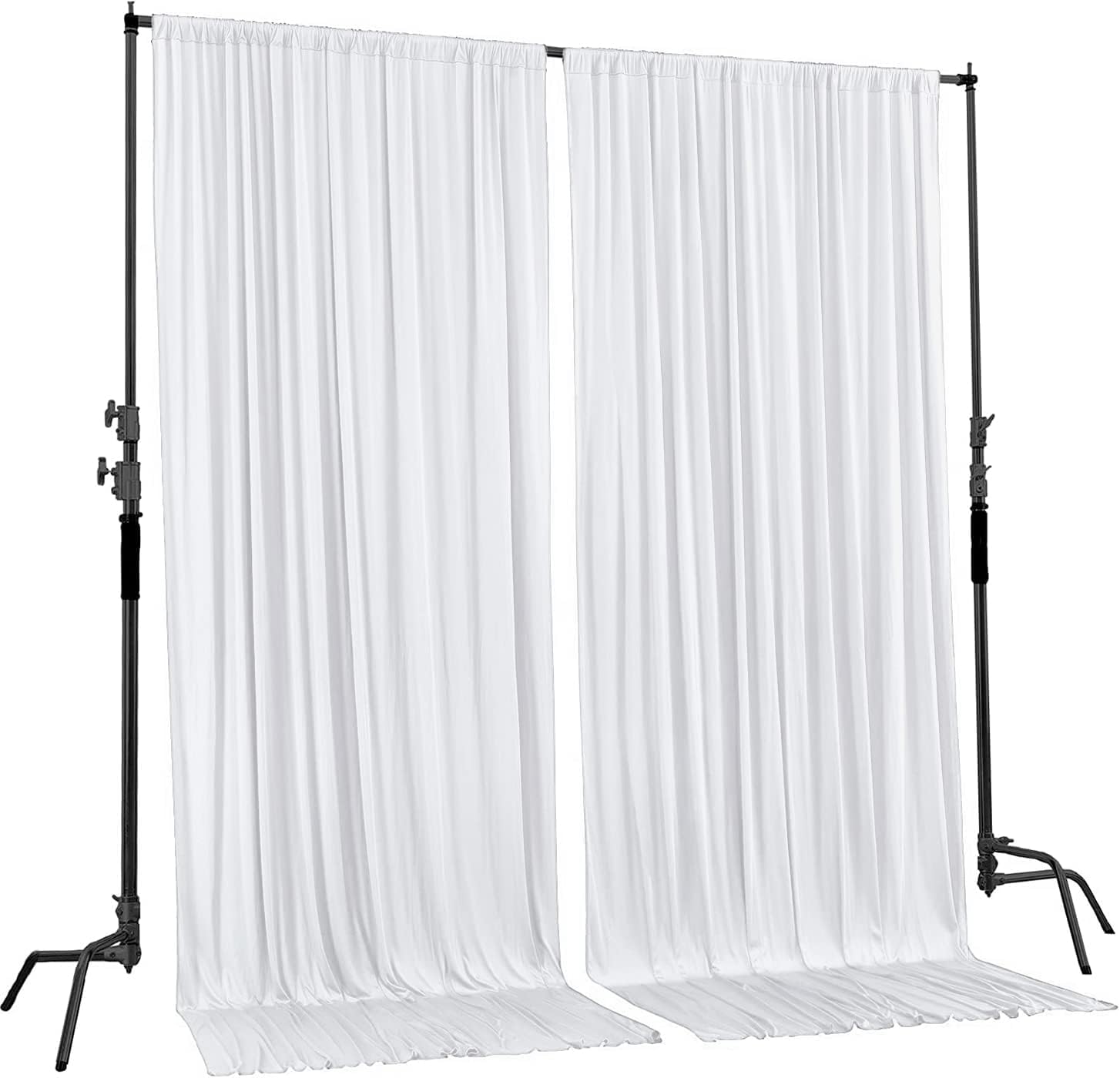 AK TRADING CO. 10 feet x 8 feet IFR Polyester Backdrop Drapes Curtains Panels with Rod Pockets - Wedding Ceremony Party Home Window Decorations - White