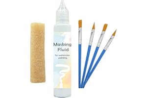 TYRBSVLNAR Blue Watercolor Masking Fluid - Professional Art Supplies with Brush & Eraser for Artists, Painting Medium Pen