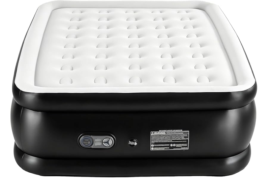Sweetcrispy Weight Capacity 660 lbs Air Bed, Double Height, Non-Slip Bottom Design, Queen Air Mattress - 18" Inflatable Blow Up Airbed with Built-in High Capacity Pump for Home or Camping