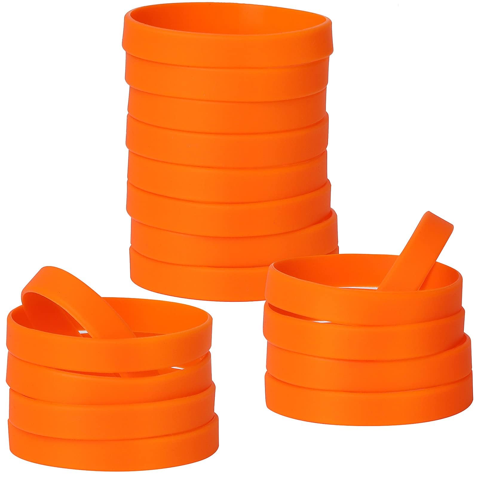 LVNRIDS 50 pcs Silicone Elastic Wristbands Blank Rubber Wrist bands Bracelets for School Sport Party Orange