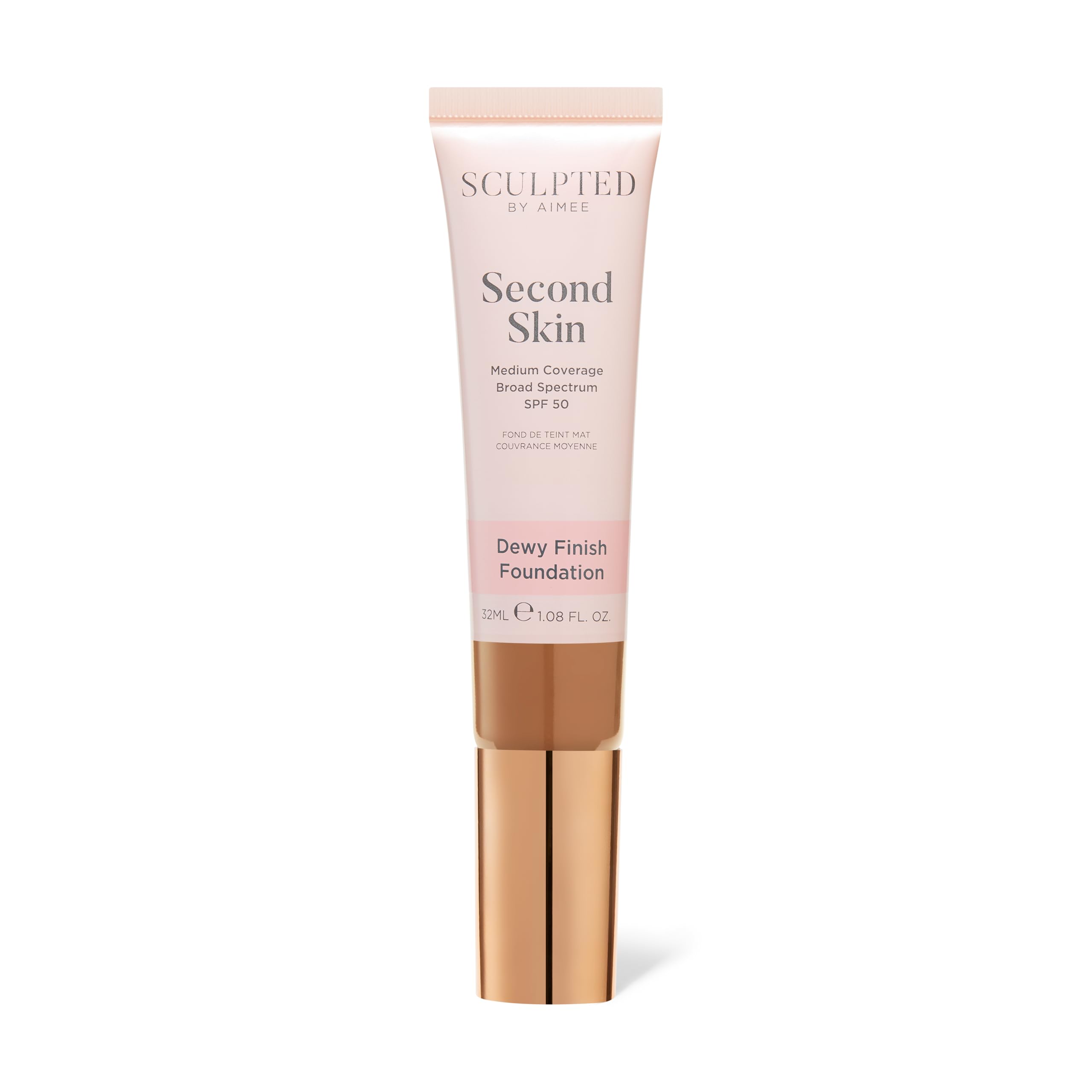 Second Skin Dewy Liquid Face Foundation from Sculpted by Aimee - 32ml Buildable, Medium Coverage Foundation with Dewy Finish, Hyaluronic Acid, Collagen Boosting Formula, SPF 50, (Rich Golden 6.25)