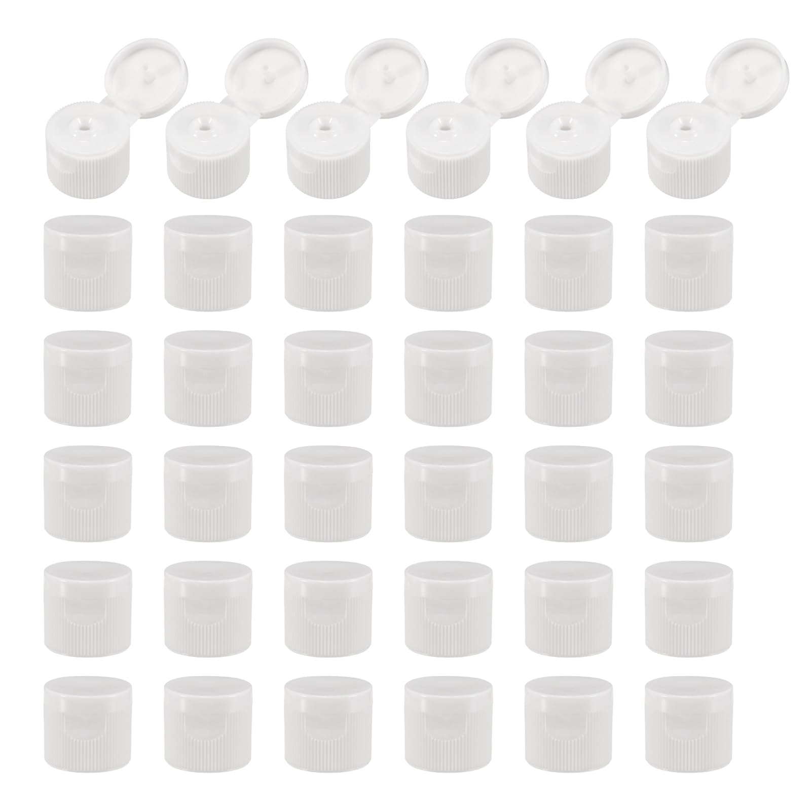 Photo 1 of uxcell 36pcs 18/410 Flips Top Caps For Bottles, Replacement Plastic Reusable Non-Spill Bottle Lid for Squeeze Bottles, Refillable Bottles, Plastic, Empty, Shampoo Bottles, White