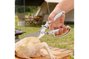 1 Piece Multi Purpose Kitchen Scissors, Stainless Steel Meat Cutting Shears, with Anti-Slip Grip & Safety Lock, for Poultry, 