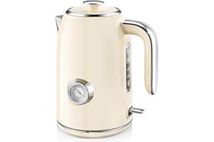SULIVES Electric Kettle, 1.7L Stainless Steel Tea Kettle with Temperature Gauge, 1500W Water Boiler with LED Light, BPA-Free, Auto Shut-Off and Boil-Dry Protection