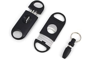 NJXMDR Stainless Steel Double Blade and V-Cut Cigar Cutter Combo - Precision Cigar Scissors and Punch Tool