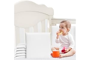MZRON 6 in 1 Crib Liner Pads Corner Edge Cover-Multifunctional Edge Guard Bumper Guard for Teething (White)
