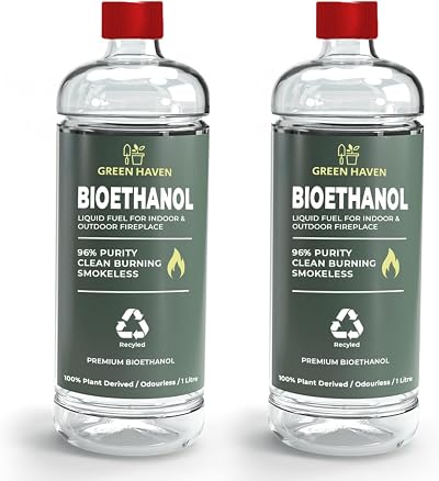 Green Haven 2L Bioethanol Fuel for Fireplaces Fire Pits Clean Burning Smokeless