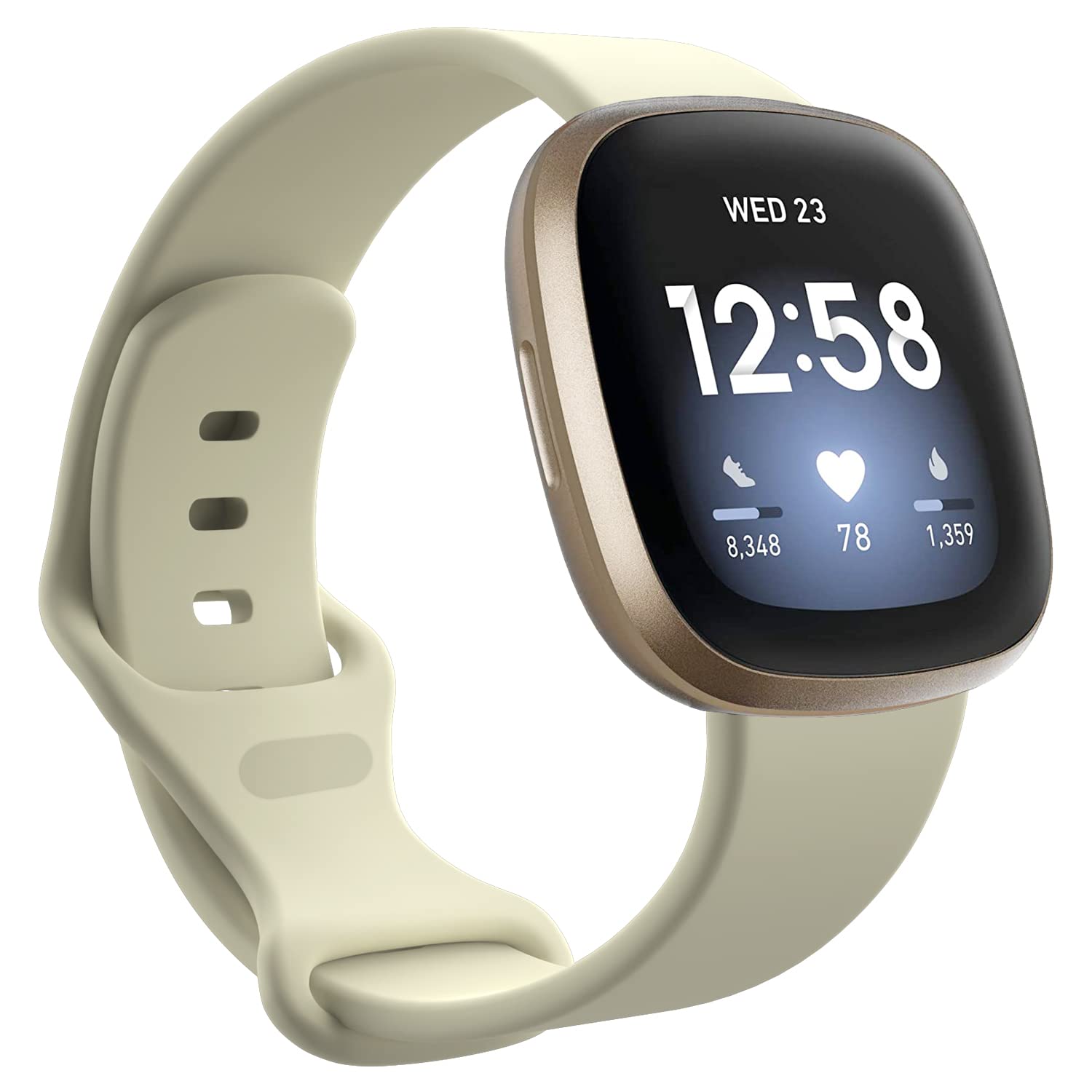 Ivory White Straps Compatible with Fitbit Sense & Versa 3 - Soft Silicone Replacement Watch Bands for Women & Men - UK, Small Wrist Size