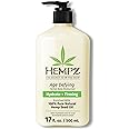 Hempz Age-Defy Body and Hand Lotion for Dry Skin, for Cracked & Crepey Skin, Quick Absorption Moisturizer, Large 17 oz