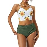 ZAFUL Women High Waisted Bikini Set Two Piece Tummy Control Wrap Swimsuit Lace Up Bathing Suit