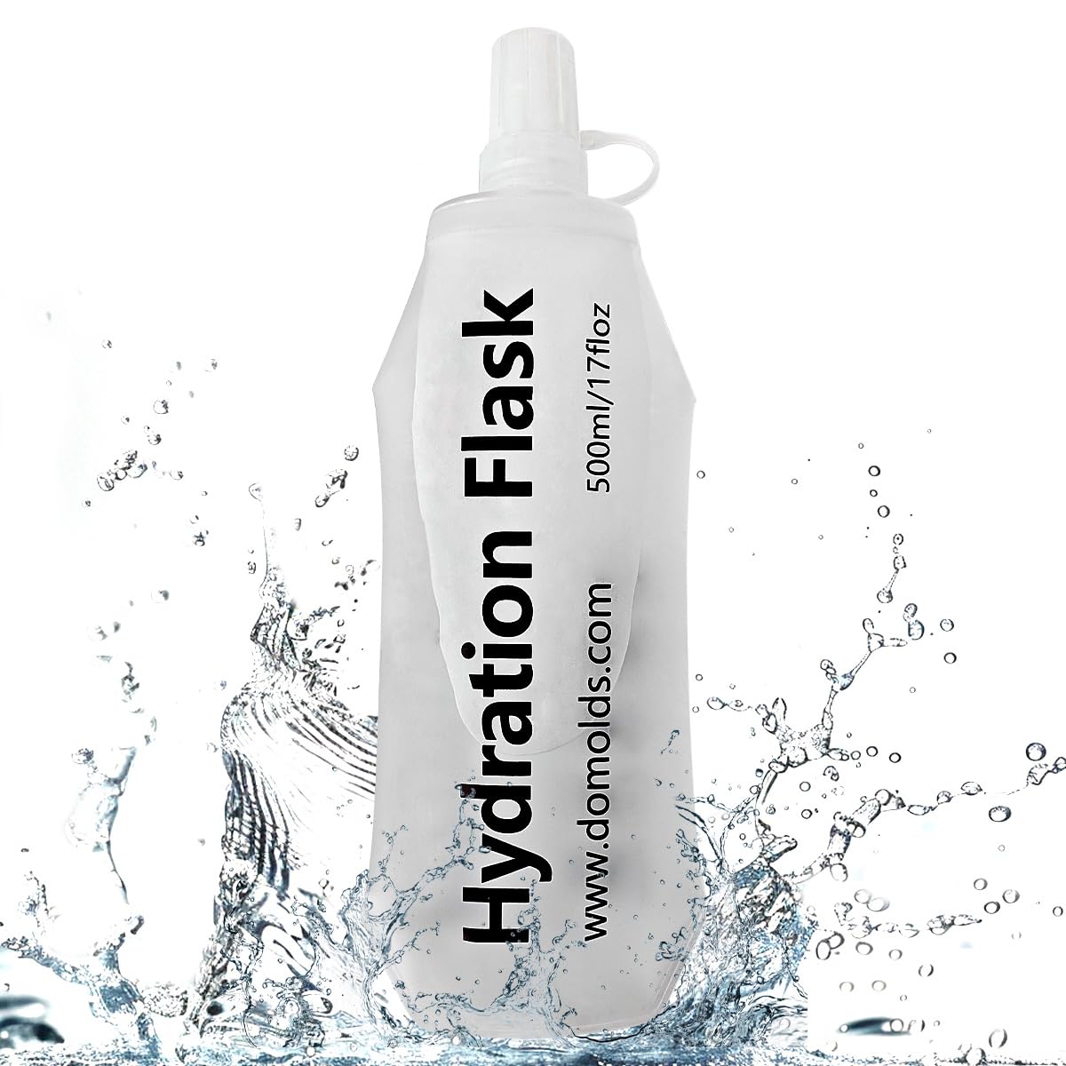 TXSN 500ML Soft Flask, Running Water Bottle Foldable TPU Hydration Flask for Running Hydration Pack Cycling Hiking Marathon, Clear