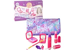 MAKE IT UP 12 Pcs Pretend Play Kids Makeup Set I Glamour Collection Kids Makeup Kit with Cosmetic Bag I Toddler Girl Toys Girls Makeup Kit for Toddler Vanity I Pretend Play Toys for 2 + Year Old