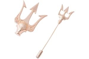 YYBONNIE Vintage Gold Carved Trident Stick Pin Brooch Decorative Lapel Collar Pin For Men