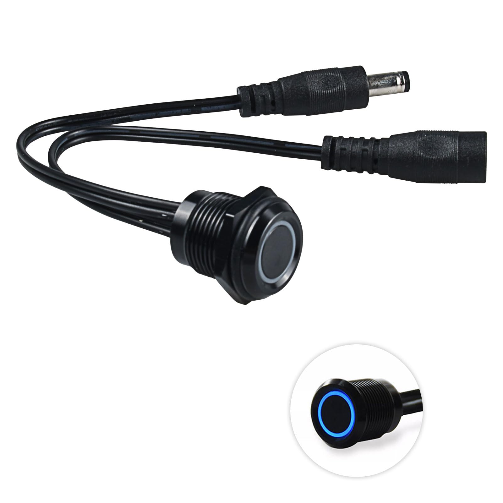 Wall mounted Touch Switch ON/OFF(no dim) DC9V-24V Manual Switch 3/4" 19mm Diameter for Mounting Hole (Black)