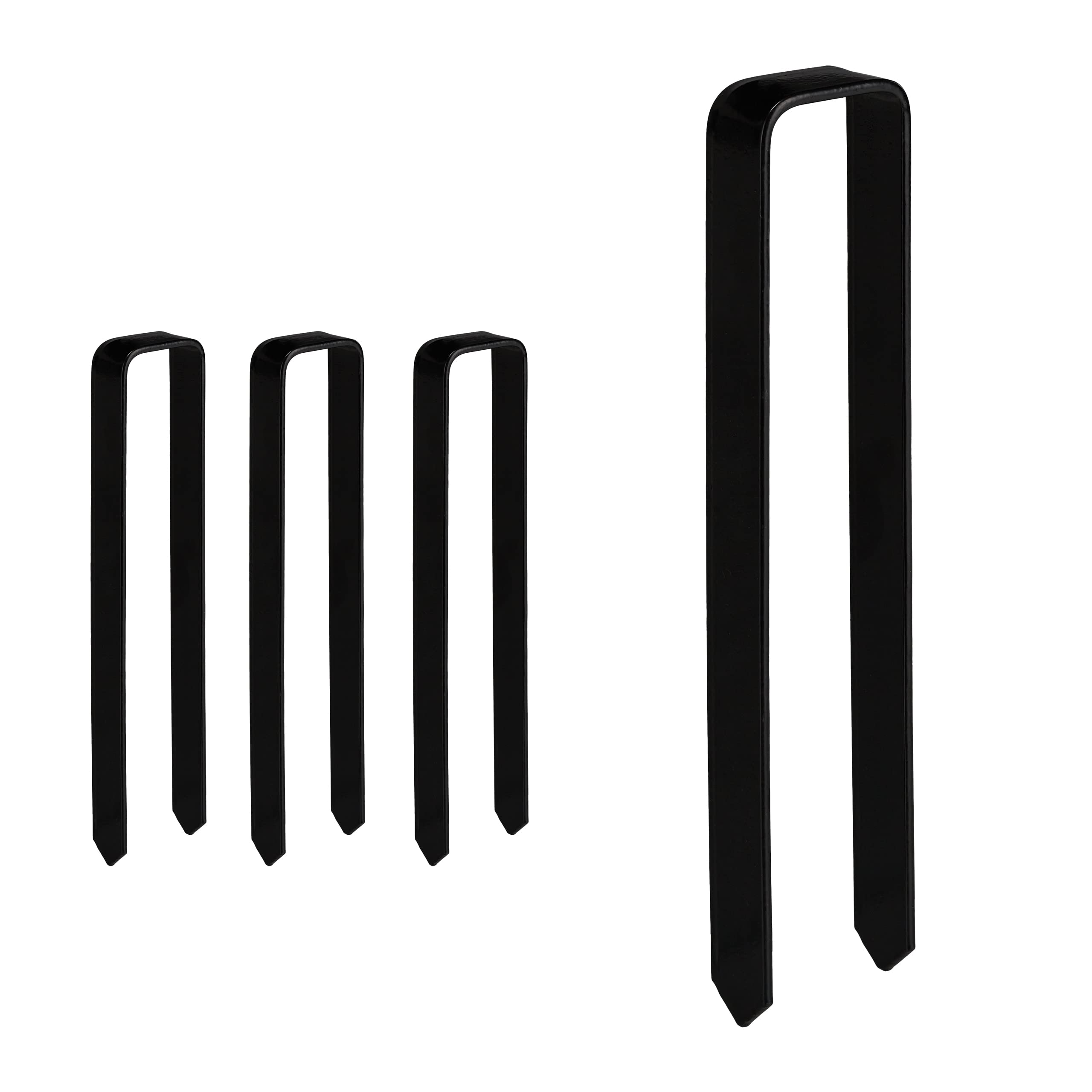 Relaxdays Ground Anchor Set of 4, Hard Soil, Rose Arch, Garden, Steel, XXL, HxWxD: 30 x 6.5 x 2.5 cm, Durable, Black